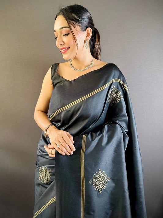 Soft Silk Kolam With Rangoli Jari Saree by My Store