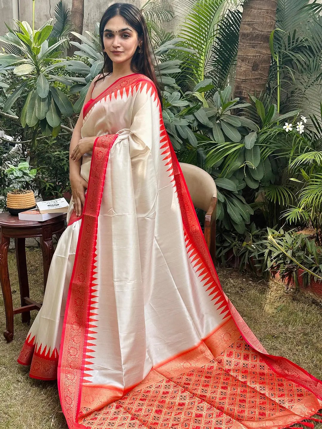 Banarasi Soft Silk Patola Print Saree by My Store