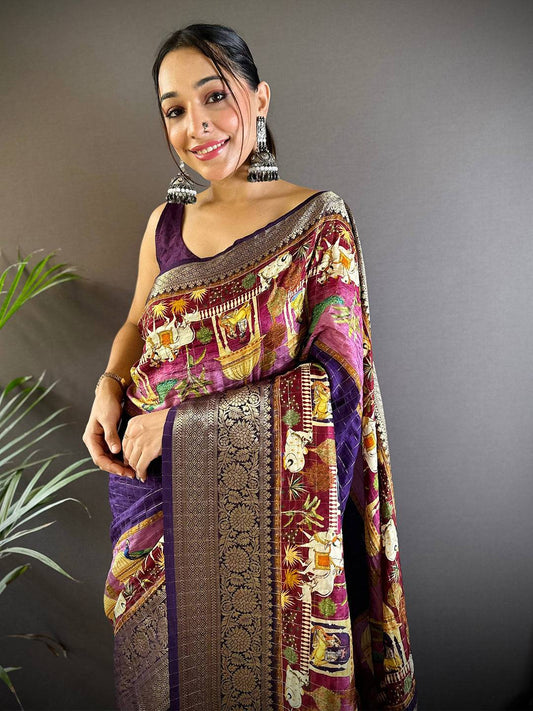 Mughal Heritage Viscose Dola Silk Saree by My Store