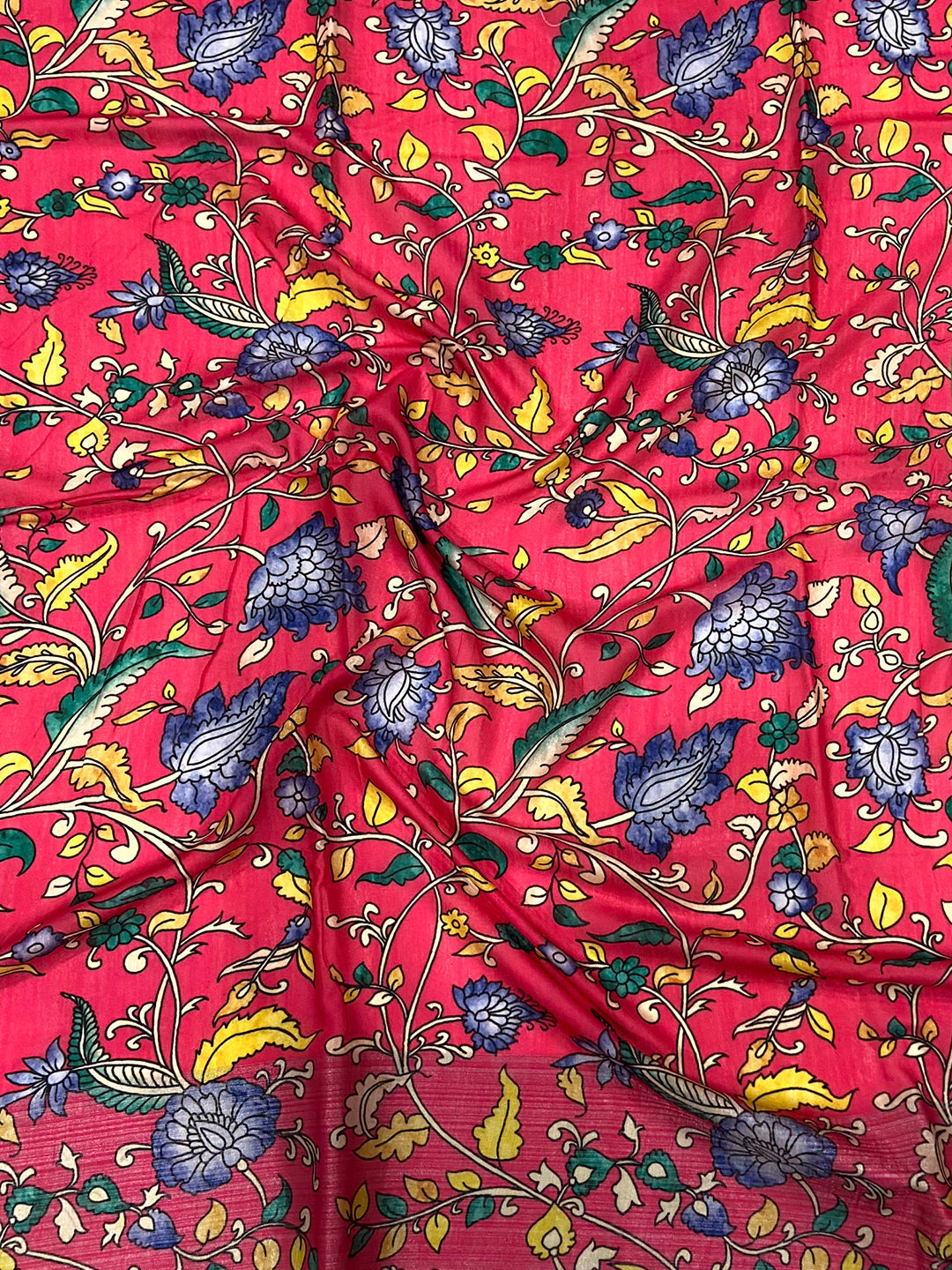 Olive Linen Kalamkari Print Saree by My Store