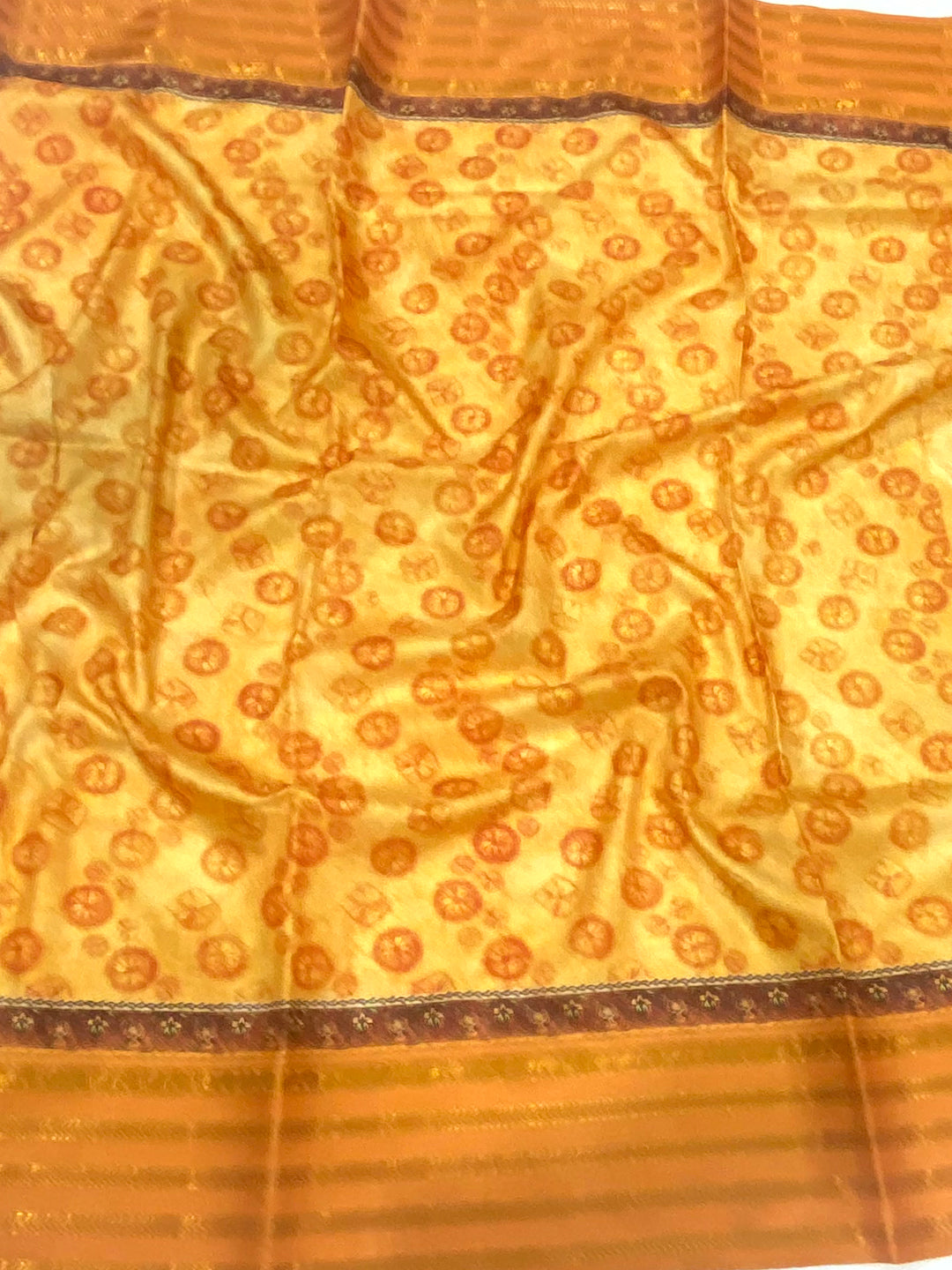 Mustard Soft Silk Shibori Printed Saree by My Store