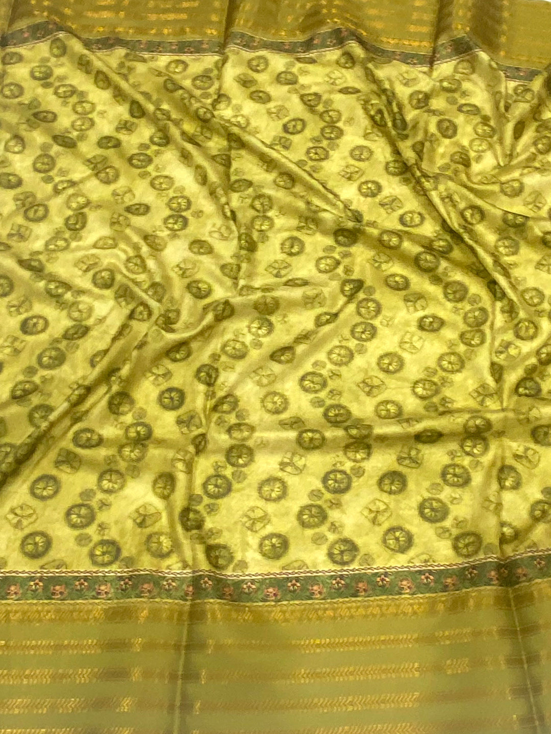 Olive Soft Silk Shibori Printed Saree by My Store
