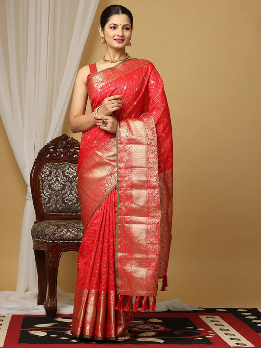 Soft Silk Woven Design Zari Kanchi Blend Banarasi Saree by My Store