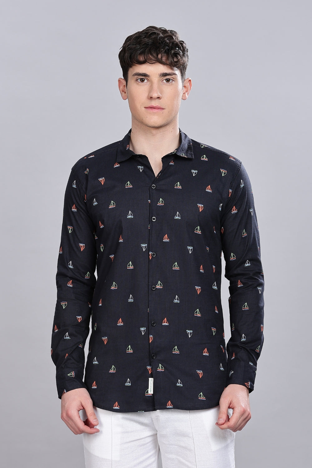 Navy Boat Club Printed Shirt