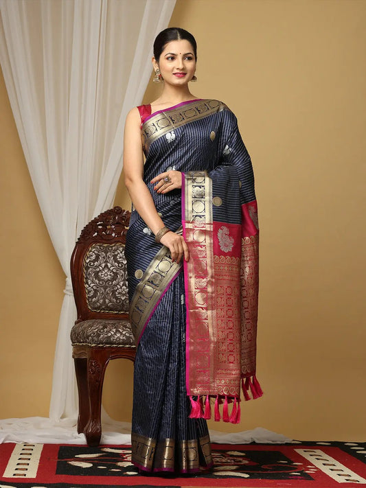 Banarasi Silk Zari Weaving Paithani Saree