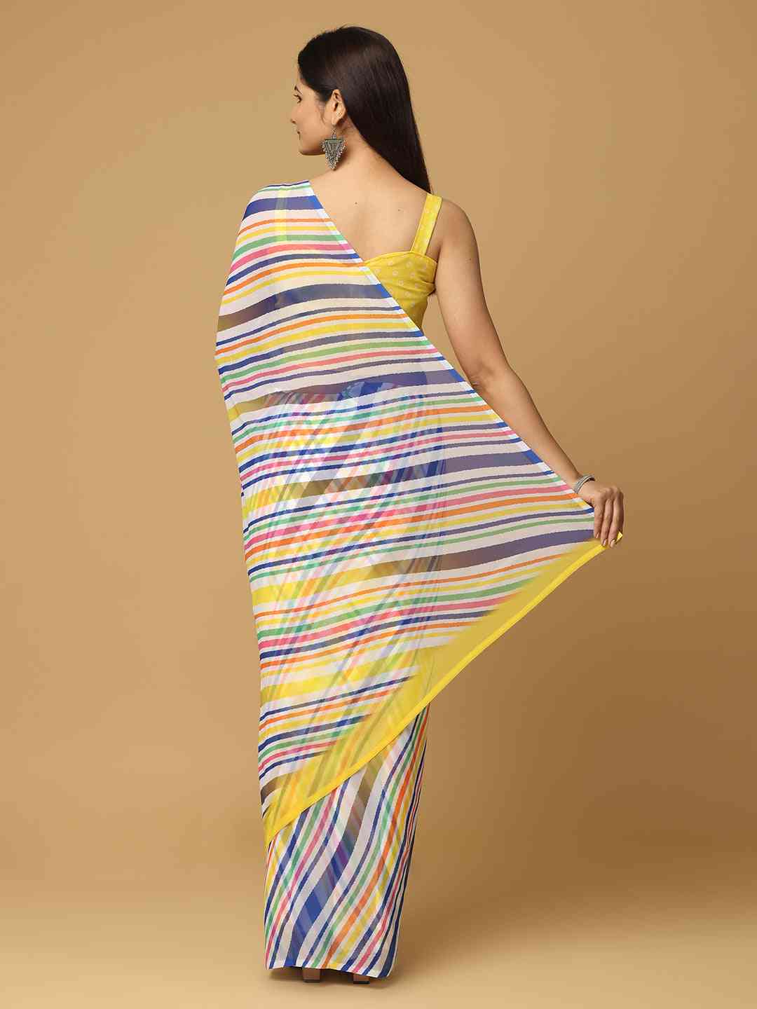 Leheriya Yellow Colour Soft Georgette Digital Print Party Wear Saree by My Store