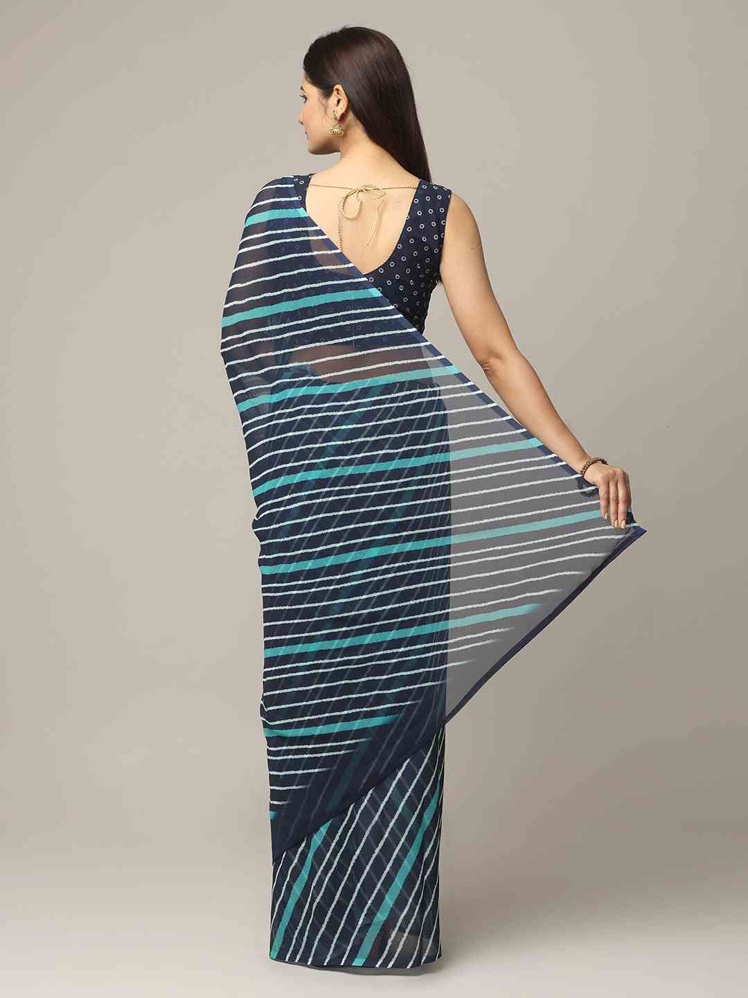 Leheriya Soft Georgette Digital Print Party Wear Saree by My Store