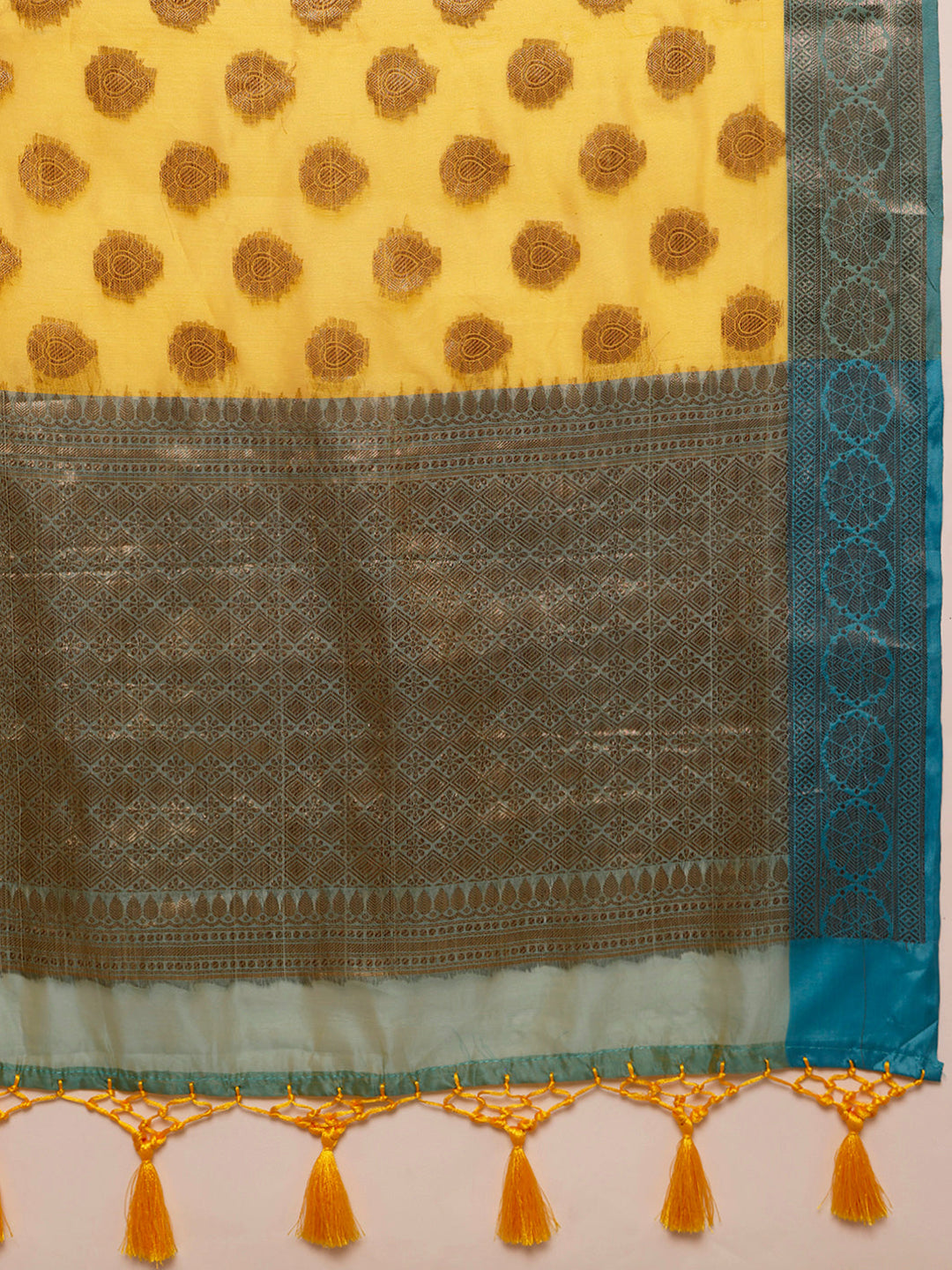 Vibrant Yellow Ethnic Motifs Banarasi Silk Saree