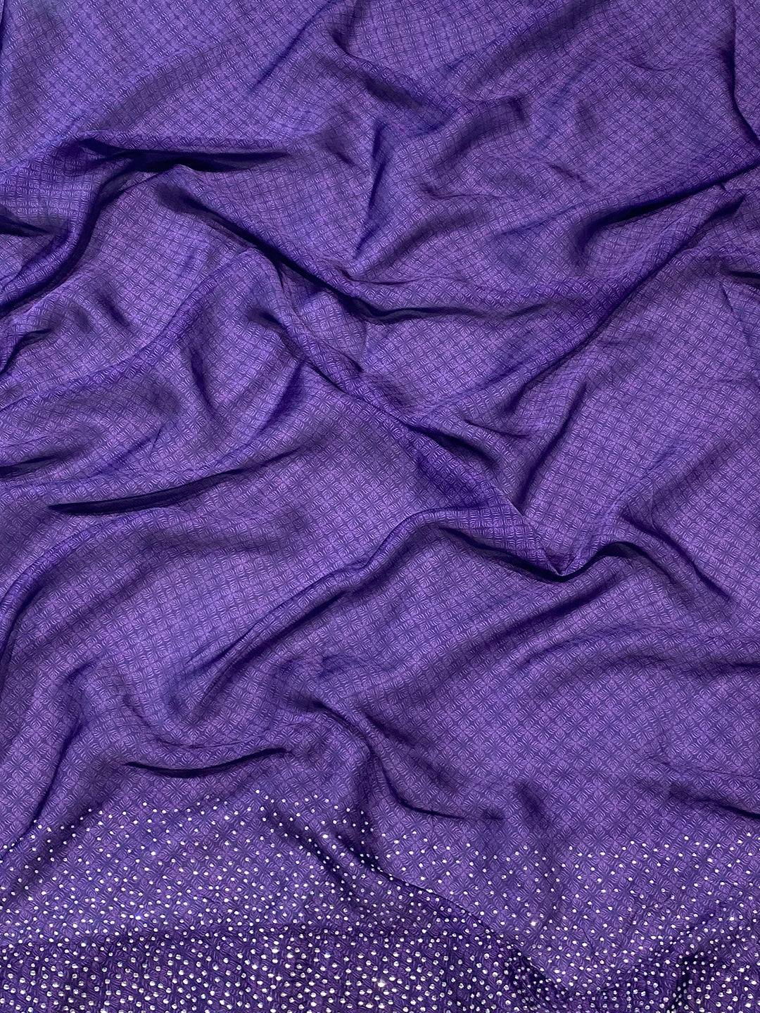 Satin Georgette Lavender Floral Digital Print Saree