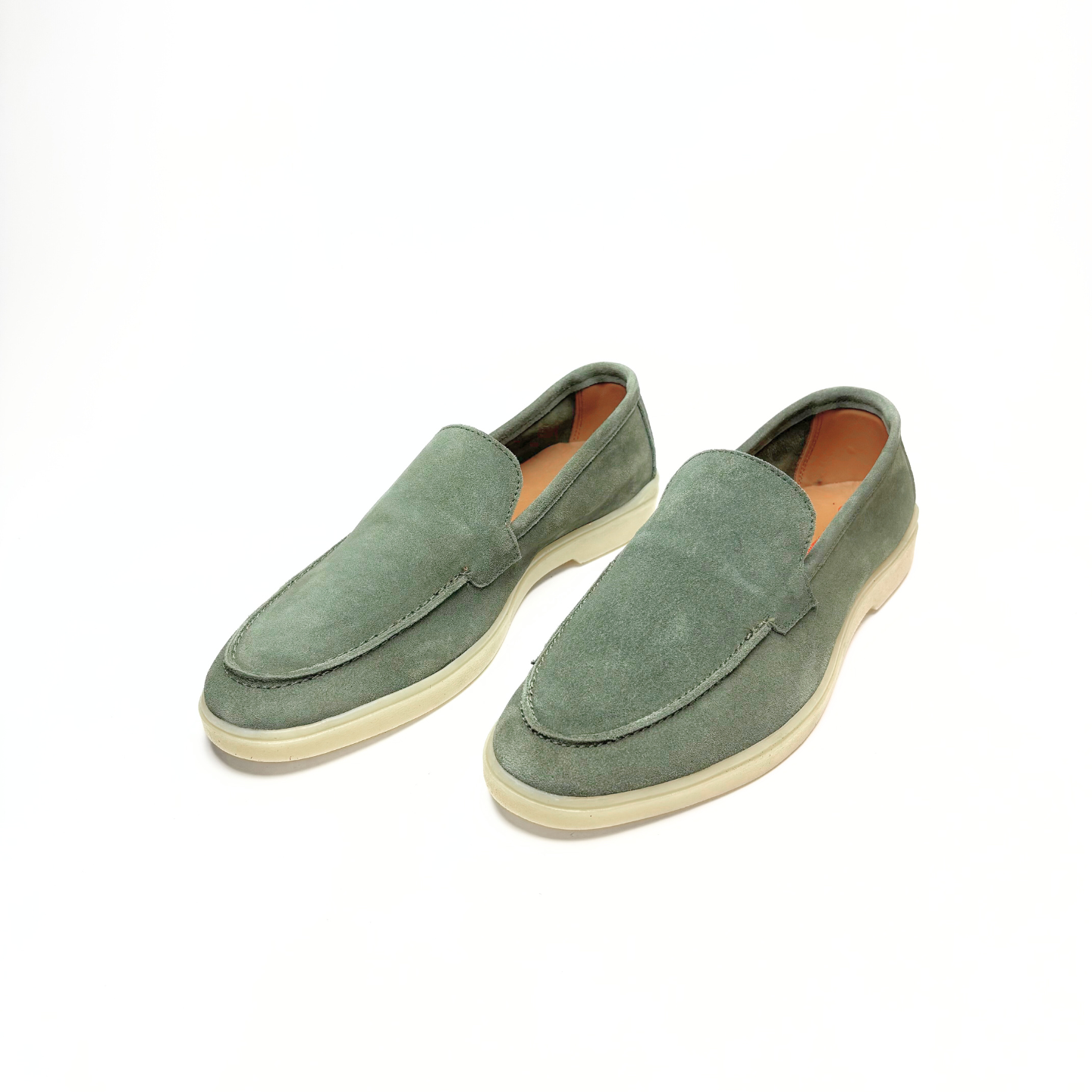 Old Money Suede Leather Loafers (Olive Green)