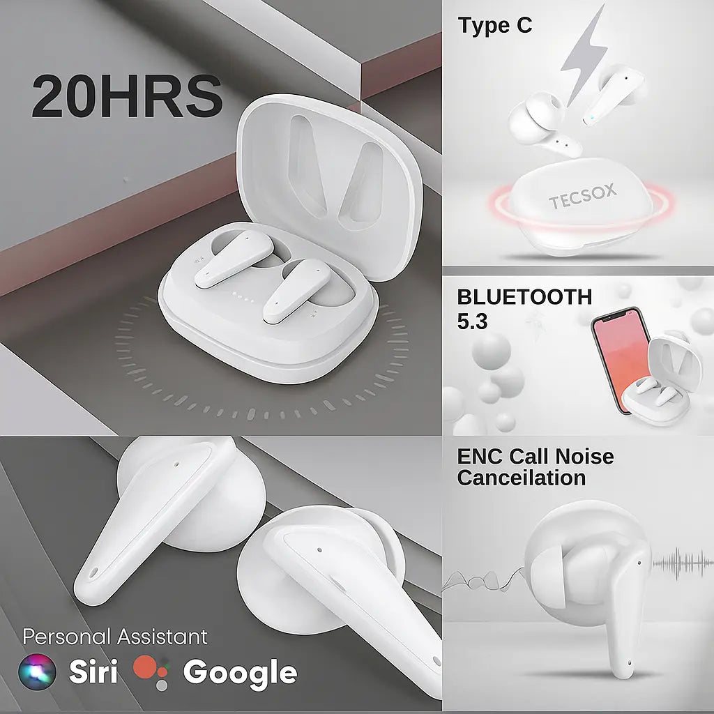 Order TecSox Pulse Bluetooth Earbuds | Deep Bass | Under ₹1000