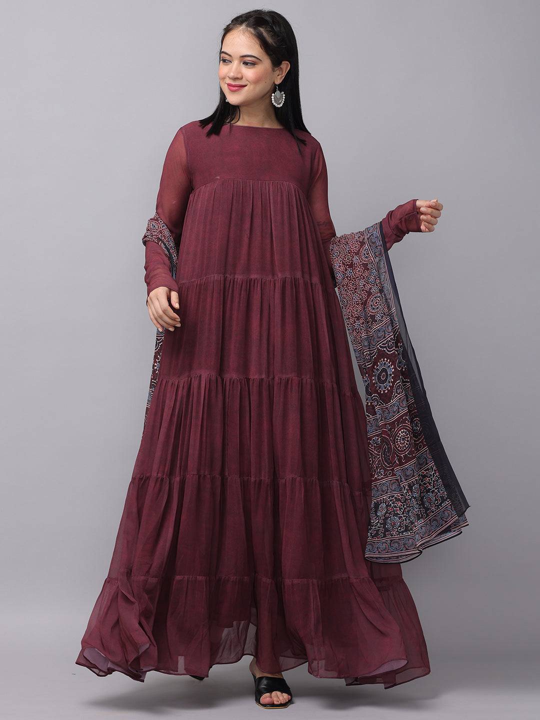 Mulberry Round Neck Long Dress by My Store
