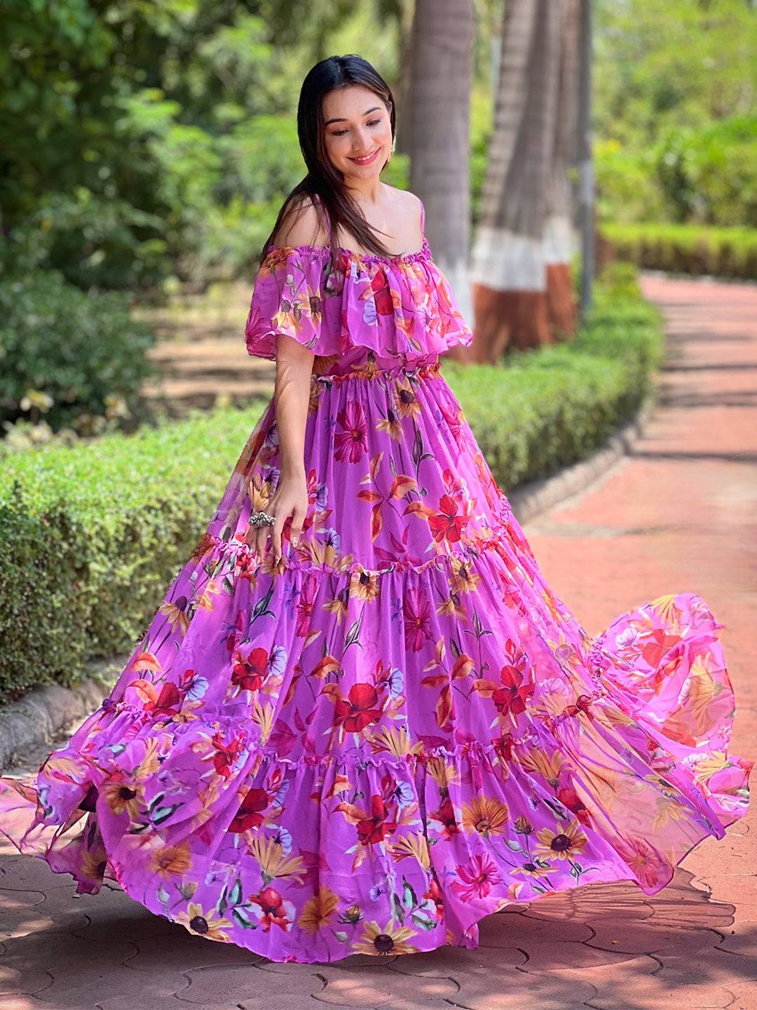 Orchid Bloom Off-shoulder Dress by My Store