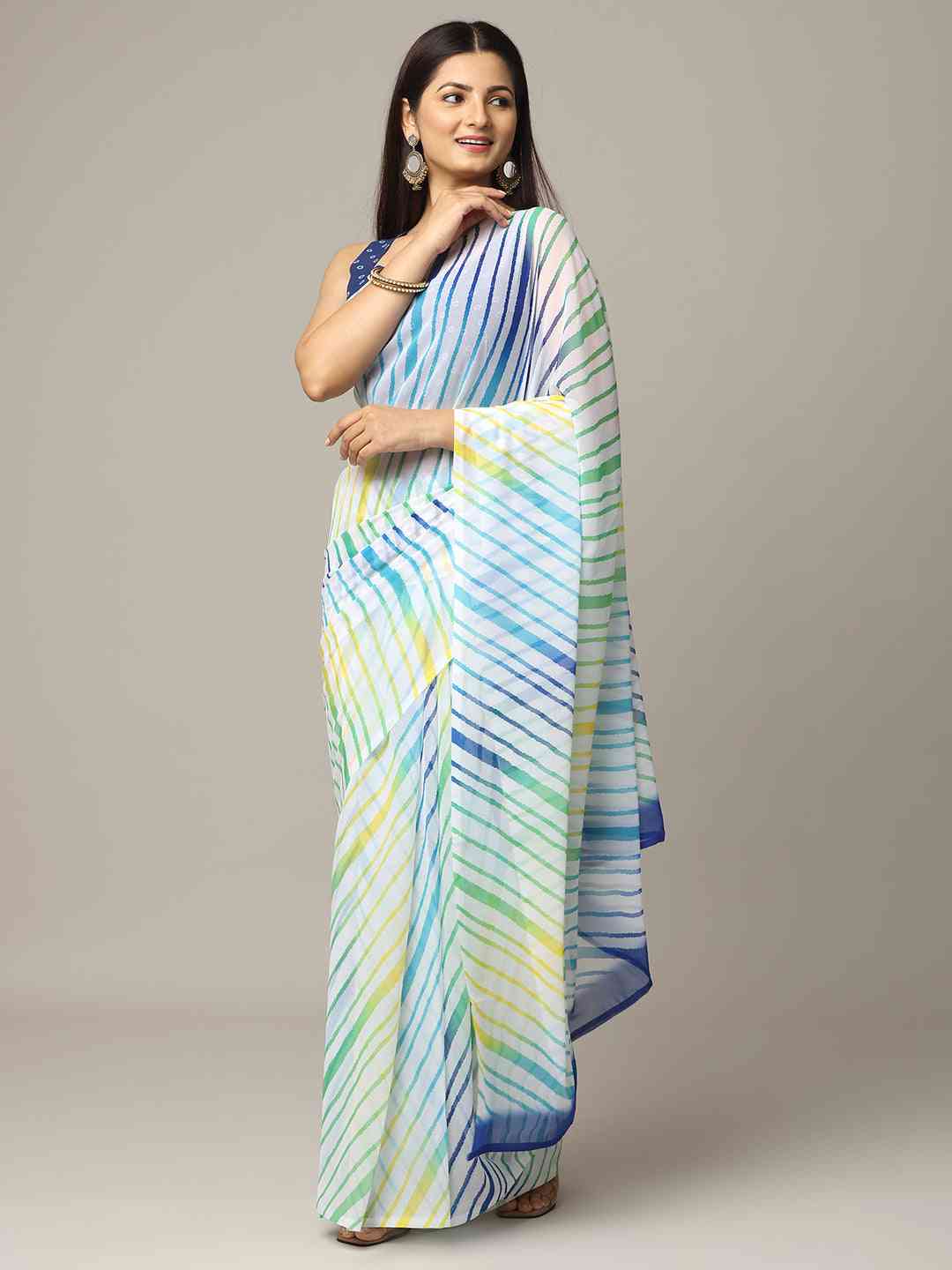 Leheriya Soft Georgette Digital Print Party Wear Saree by My Store