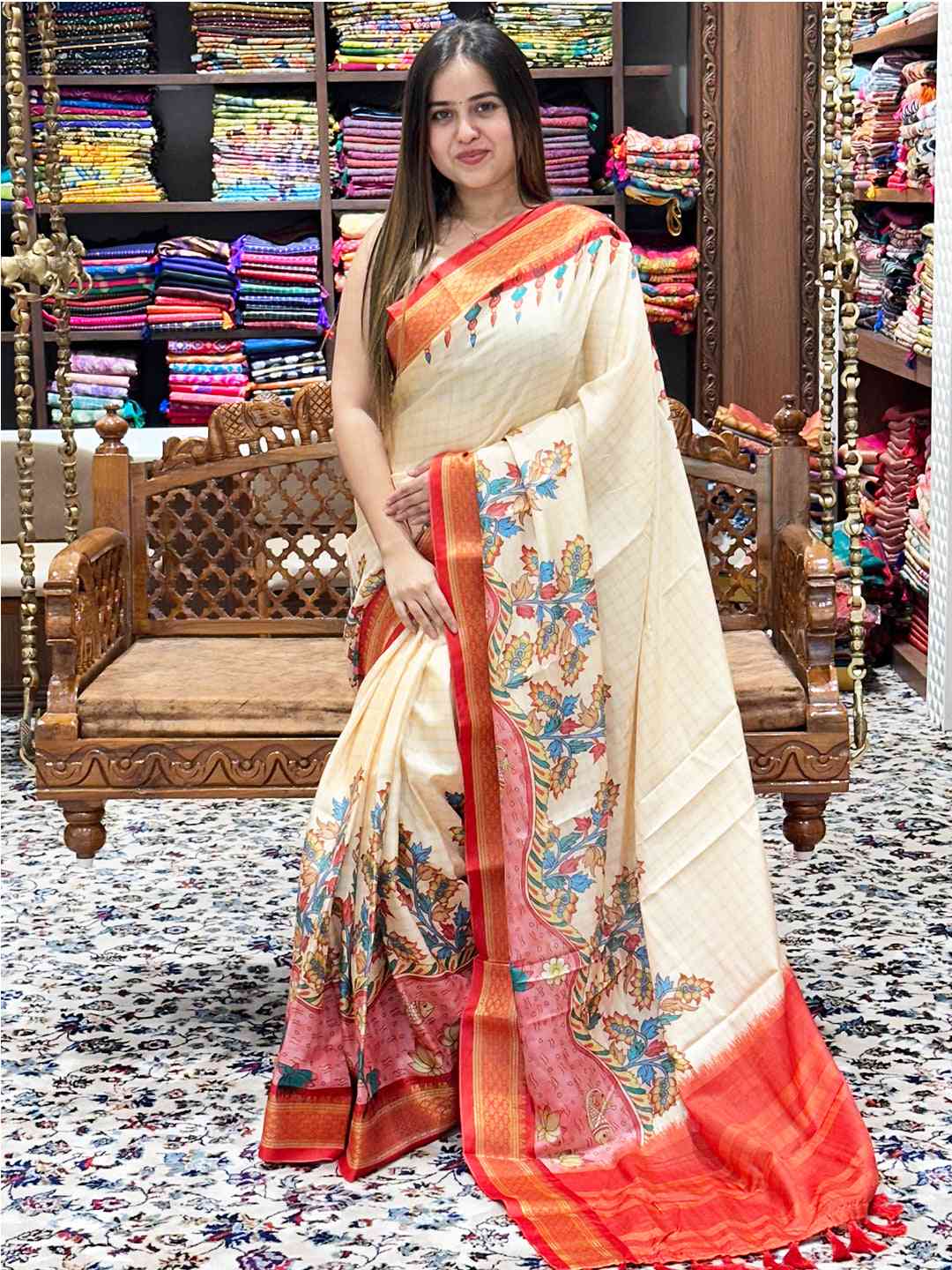 Uppada Silk Saree With Kalamkari Digital Print
