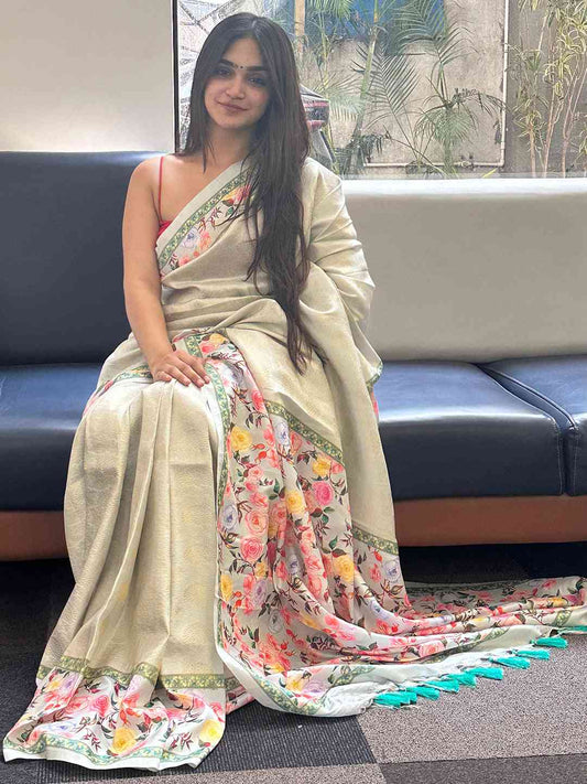 Banarasi Kanjivaram Floral Print Saree