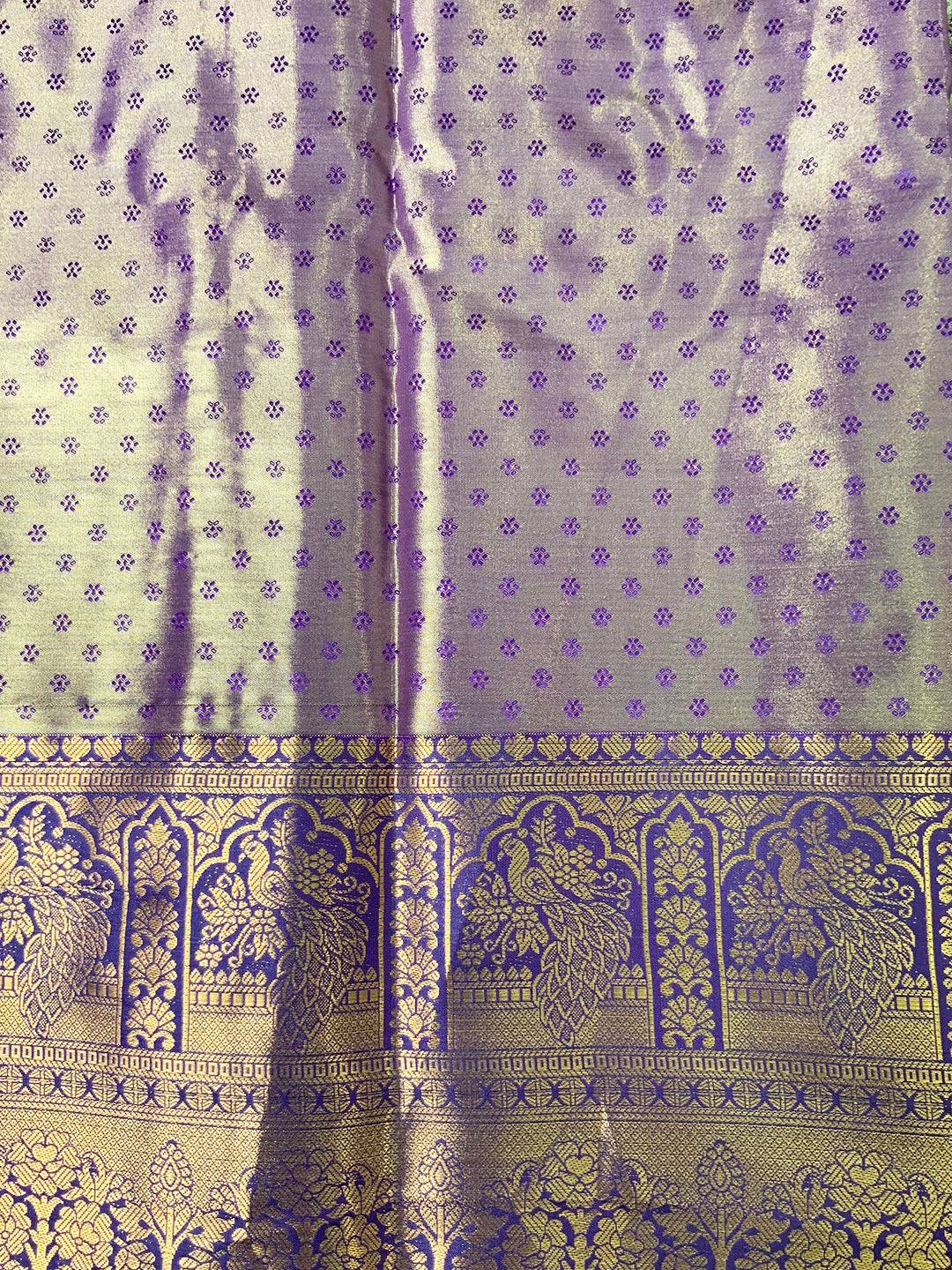 Majestic Purple And Gold Peacock Saree by My Store
