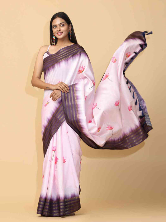 Pink Colour Soft Silk Pichwai Digital Print Saree by My Store