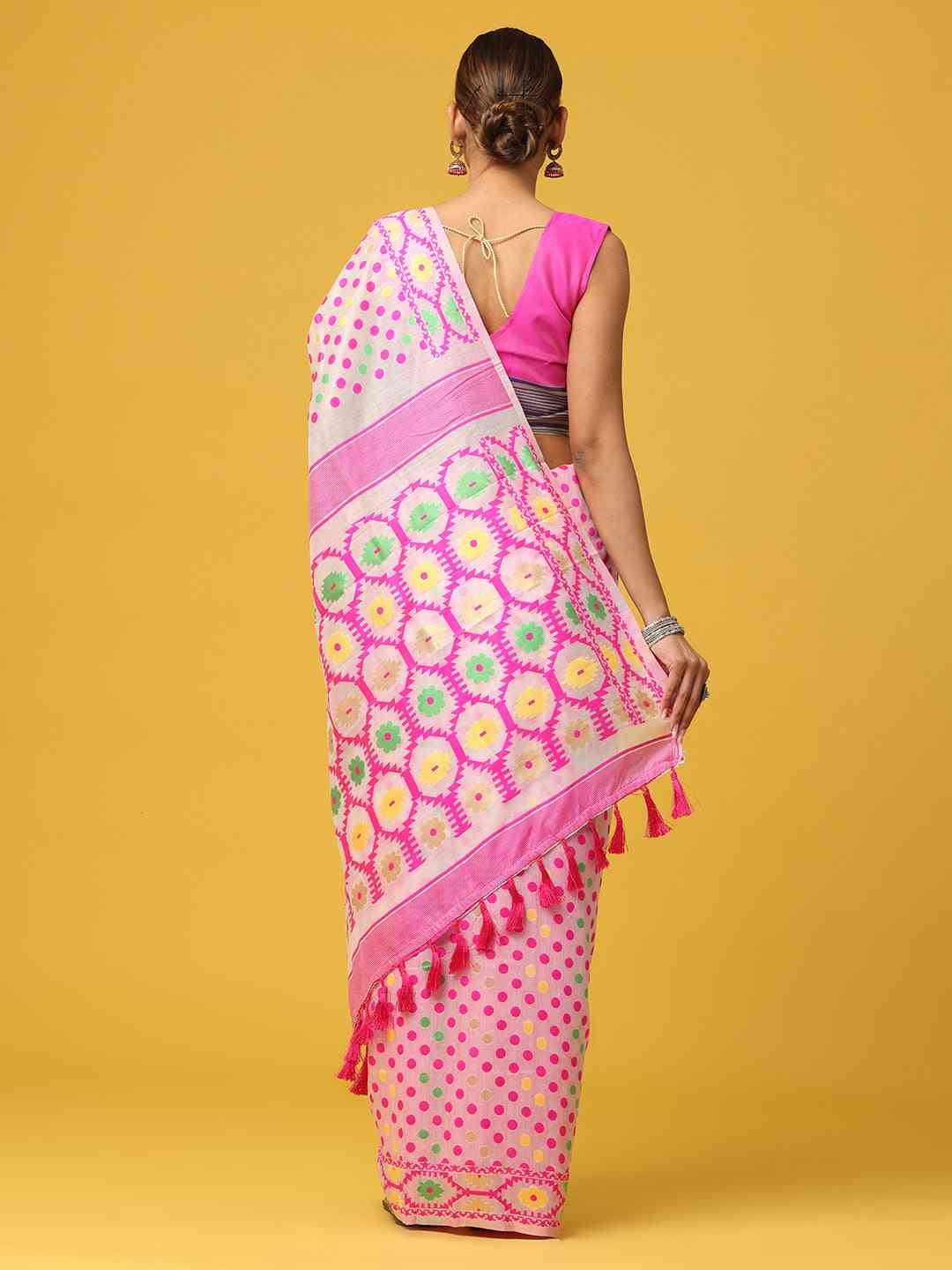 Light Pink Dhakai Jamdani Saree by My Store