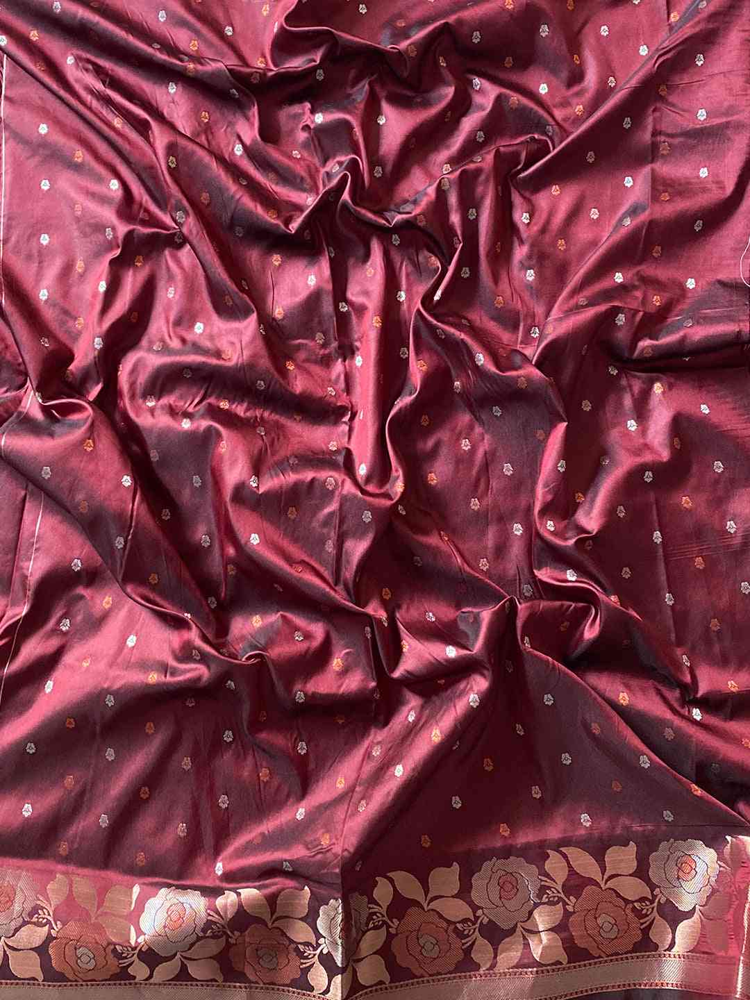 Wine Colour Banarasi Silk Zari Woven Saree