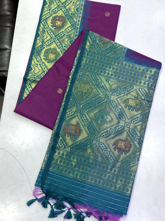 Royal Purple Silk Zari Weaving Saree by My Store