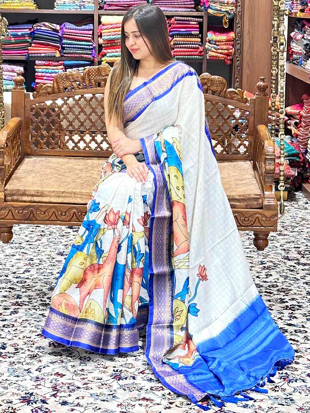 Uppada Silk Saree With Kalamkari Digital Print