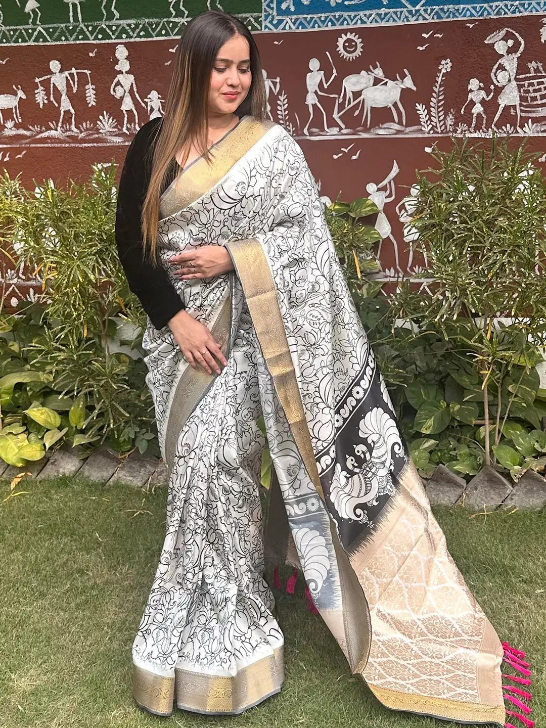 Stunning Kalamkari and Block Print Work Saree