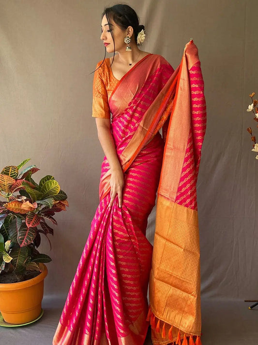 Elegance with the Hot Pink Patola Saree by My Store