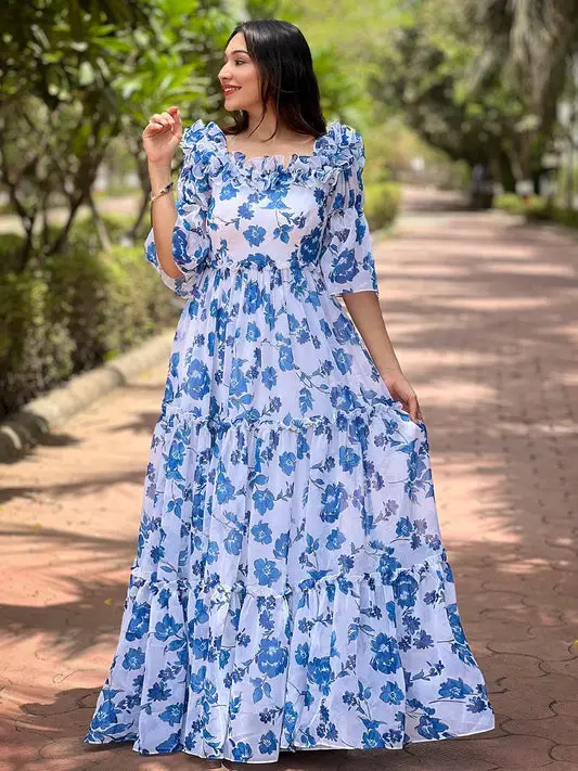 White Jasmin Floral Printed Dress