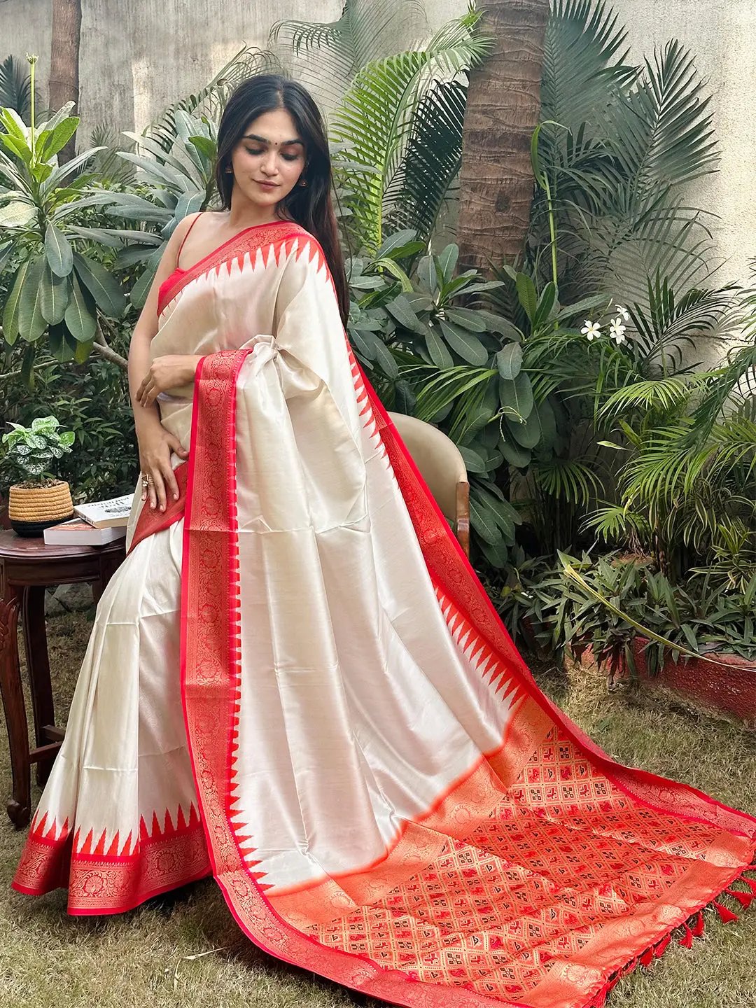 Banarasi Soft Silk Patola Print Saree by My Store