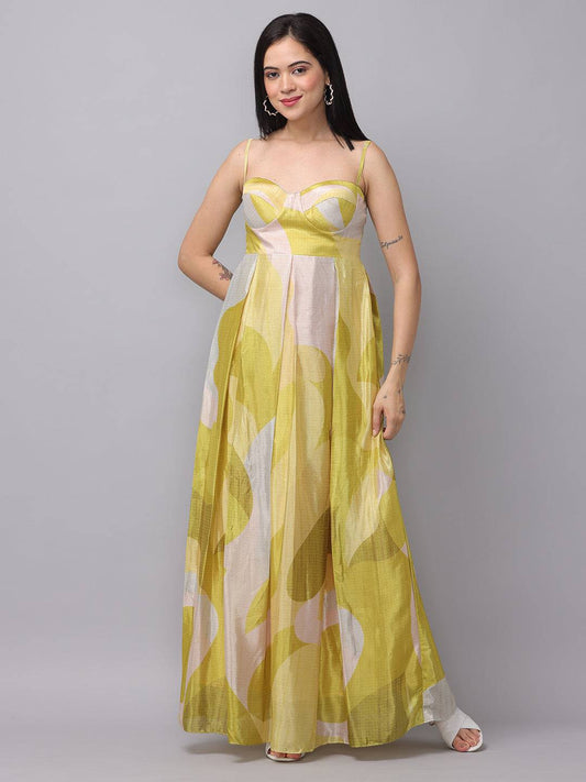 Spring Green Abstract Print Dress by My Store