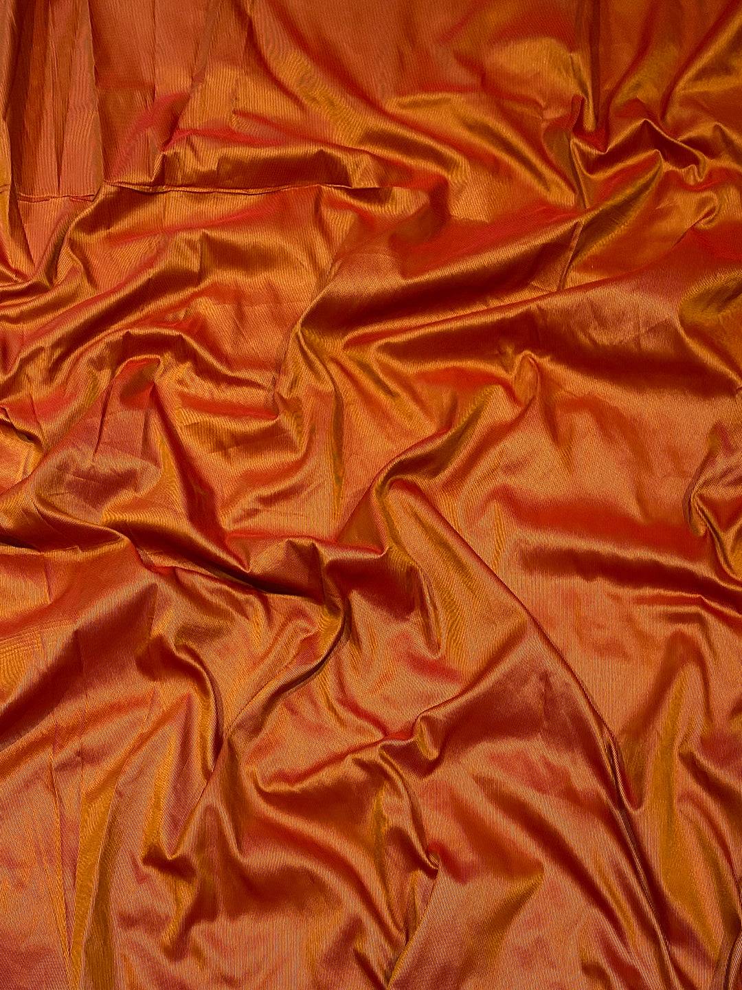 Orange Soft Silk Saree With Postar Weaving Zari Pallu by My Store
