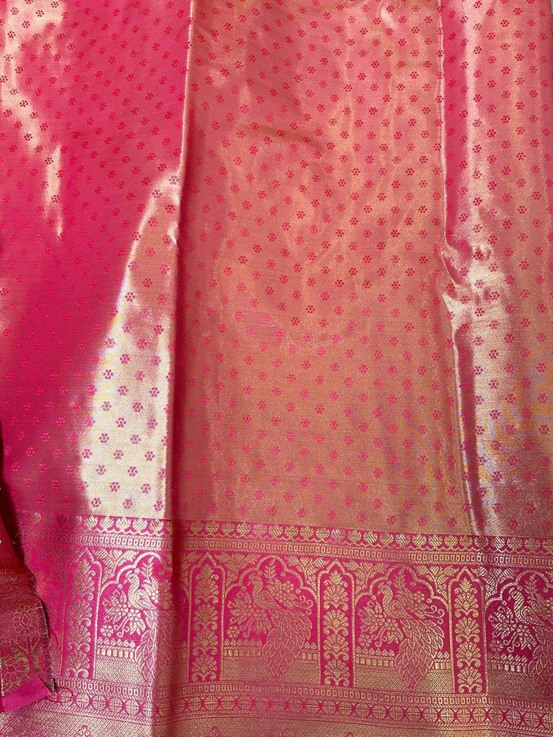 Majestic Deep Red And Gold Peacock Saree by My Store