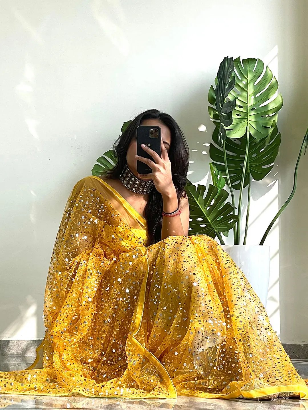 Beautiful Net Saree With Sequins Embroidery Work
