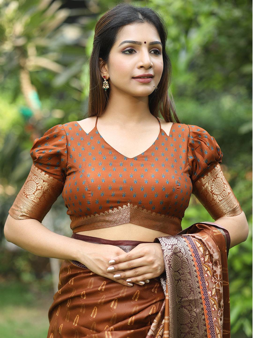 Coffee Brown Hand Kalamkari Printed Pure Viscose Dola Silk Saree - Luxe by My Store