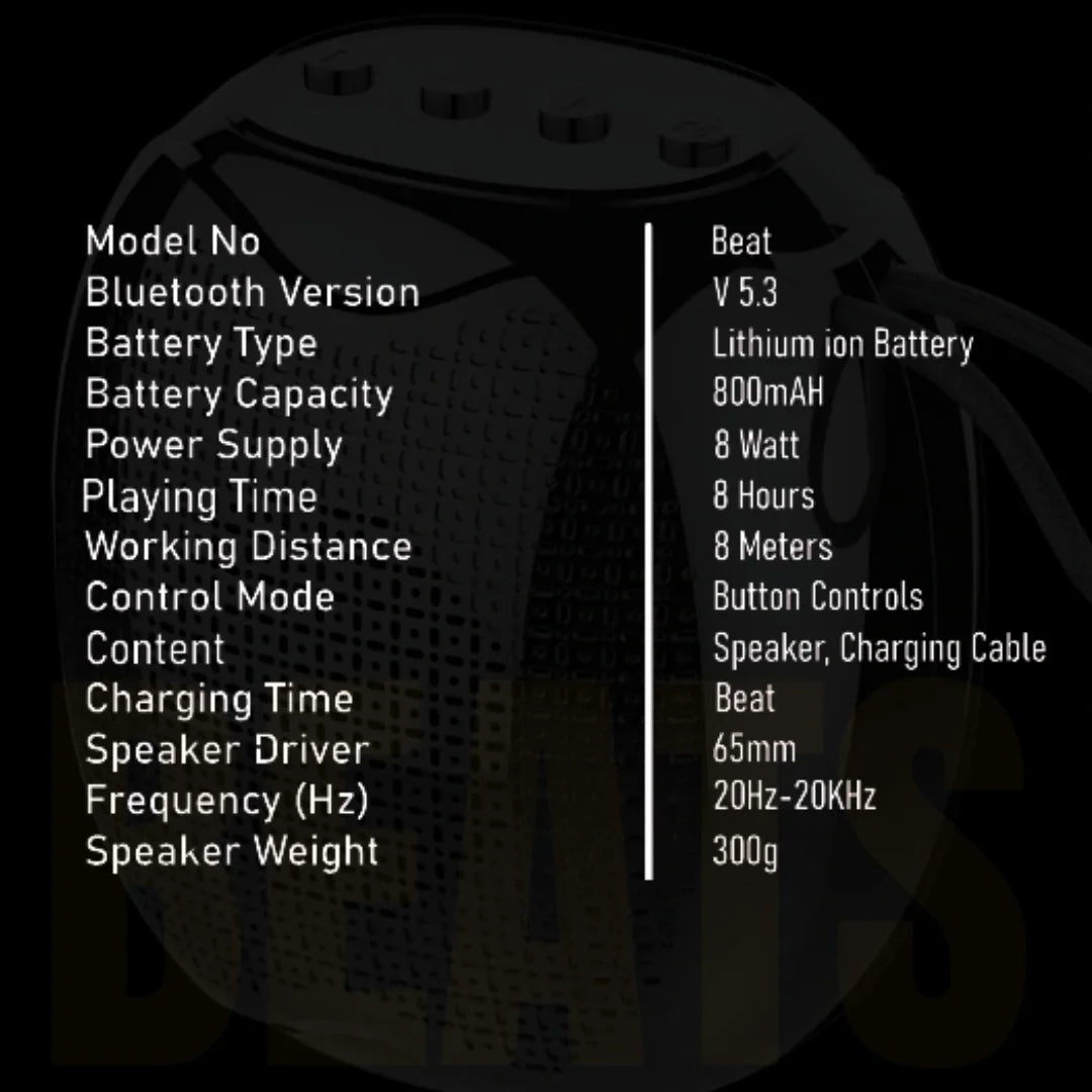 TecSox Beat Speaker | Speaker with 8watt & Powerful Bass