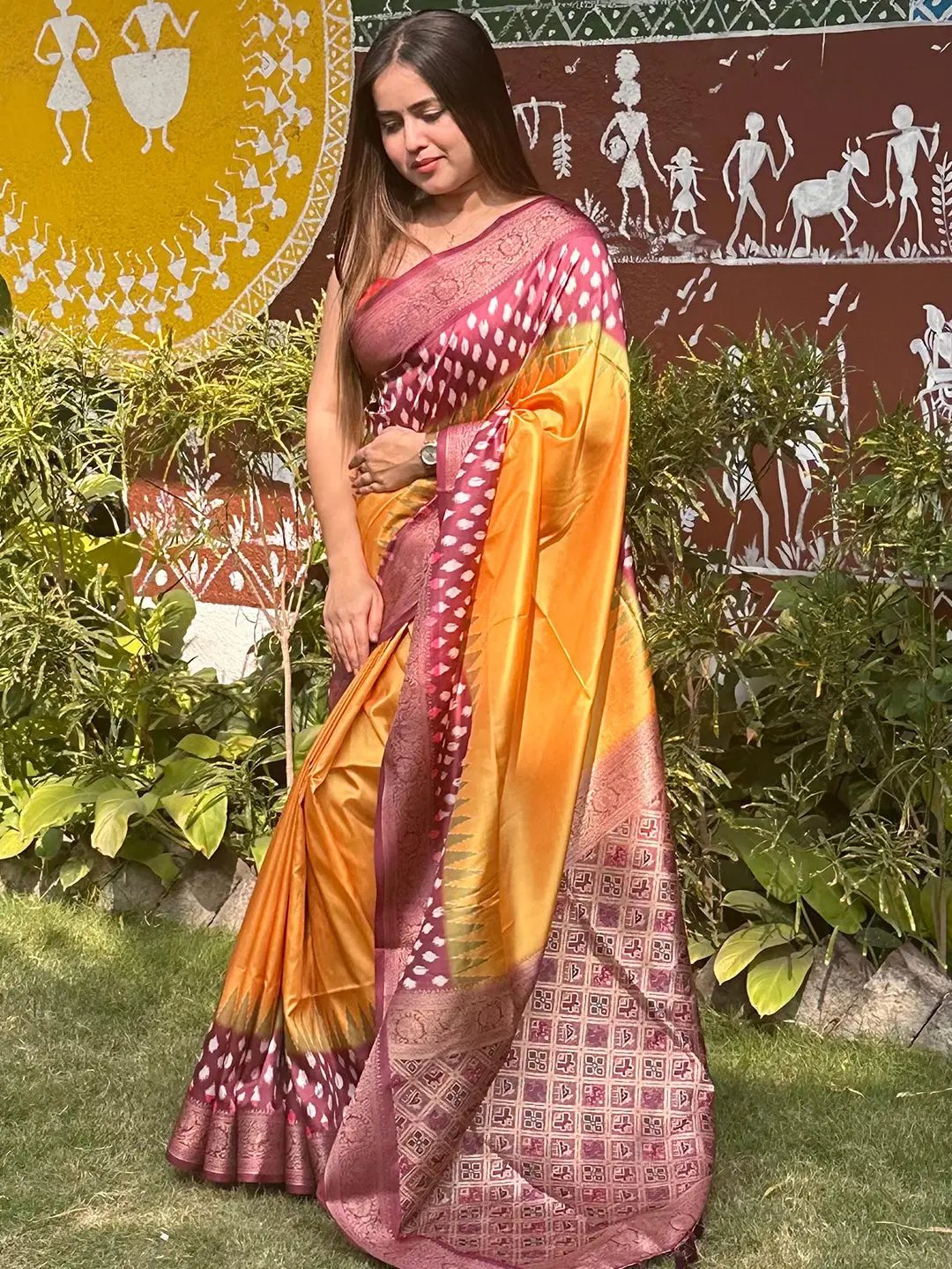 Pure Banarasi Soft Silk With Patola Pallu on Saree by My Store