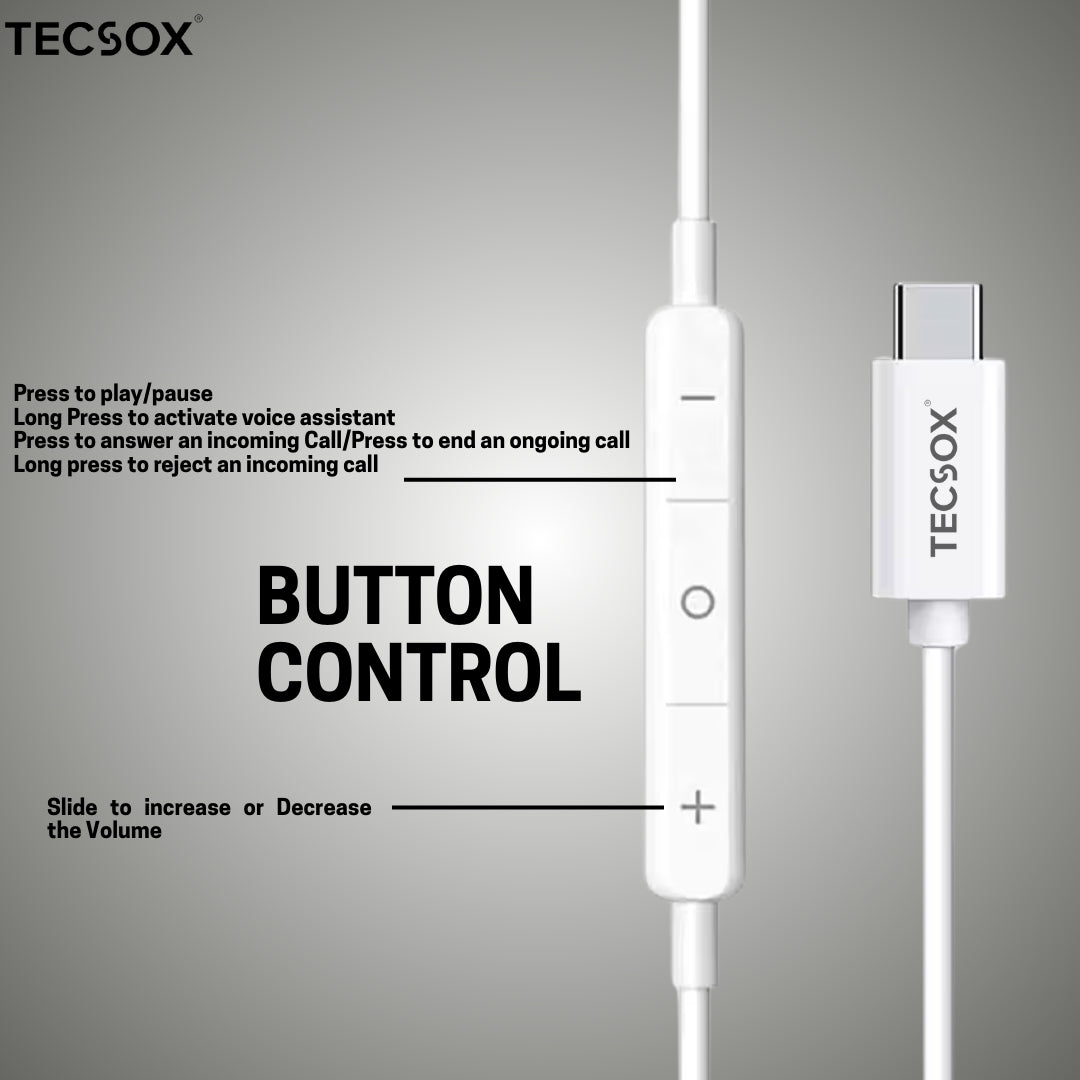 TecSox  Prime Type C Earphones Online | Supports All Device