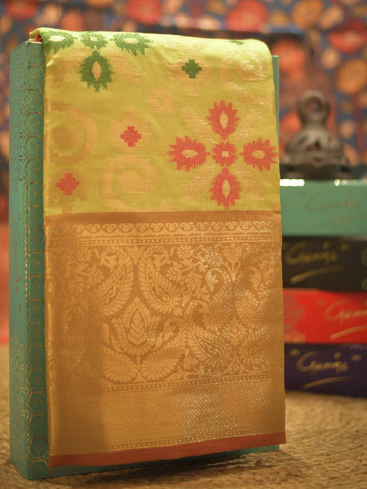 Green Meenakari Banarasi Katan Silk Saree by My Store