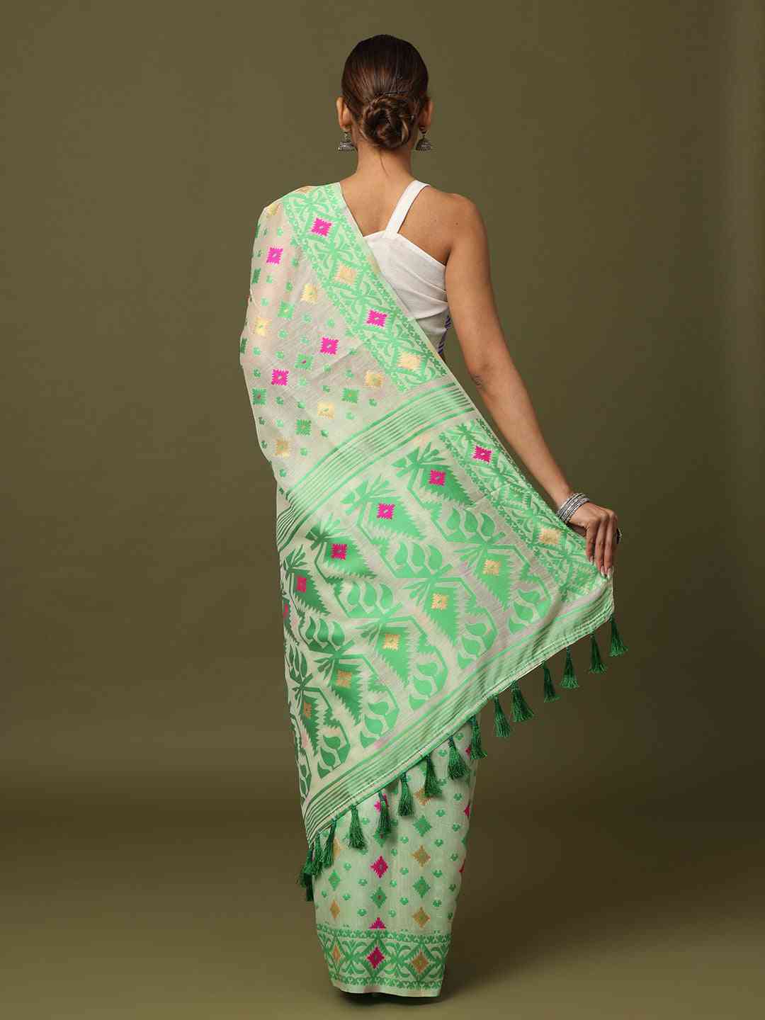 Lovely Dhakai Jamdani Light Weight Cotton Silk Saree by My Store