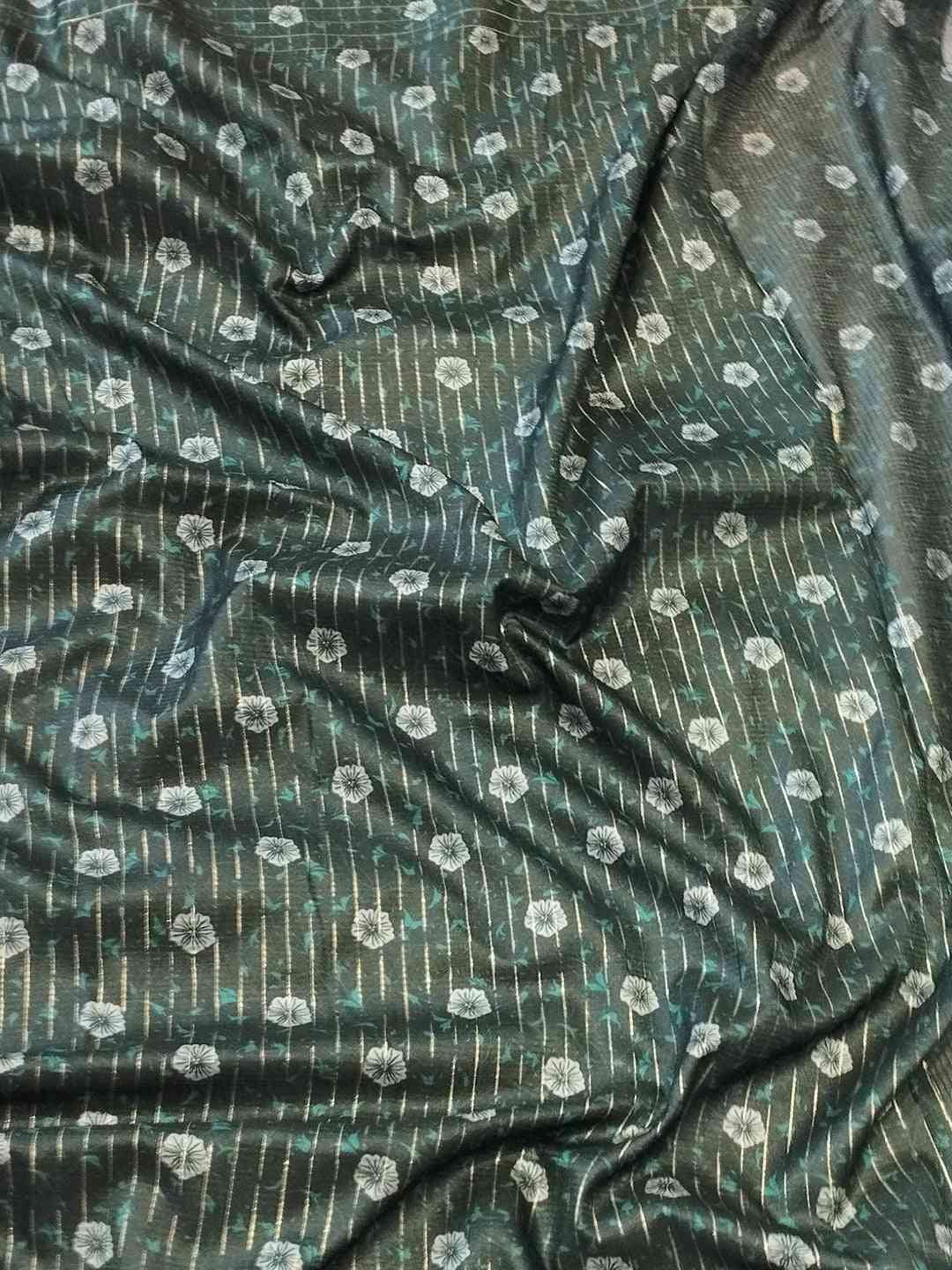 Satin Kota Doria Saree With Kalamkari Digital Print In Blue Colour by My Store
