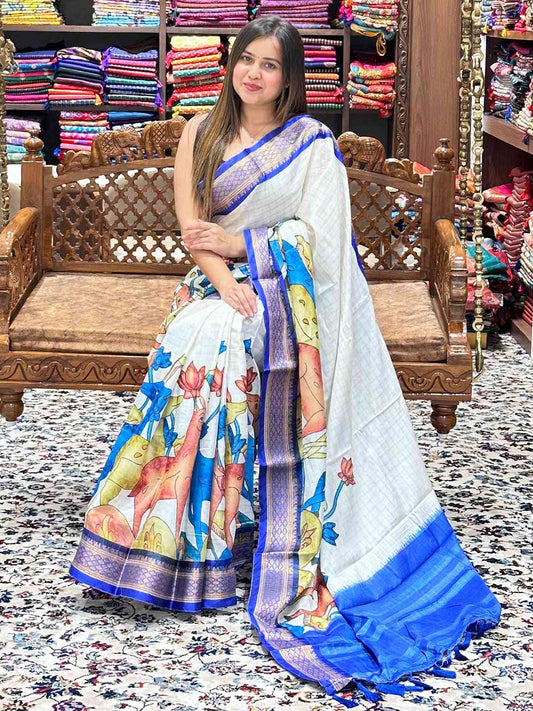 Uppada Silk Saree With Kalamkari Digital Print