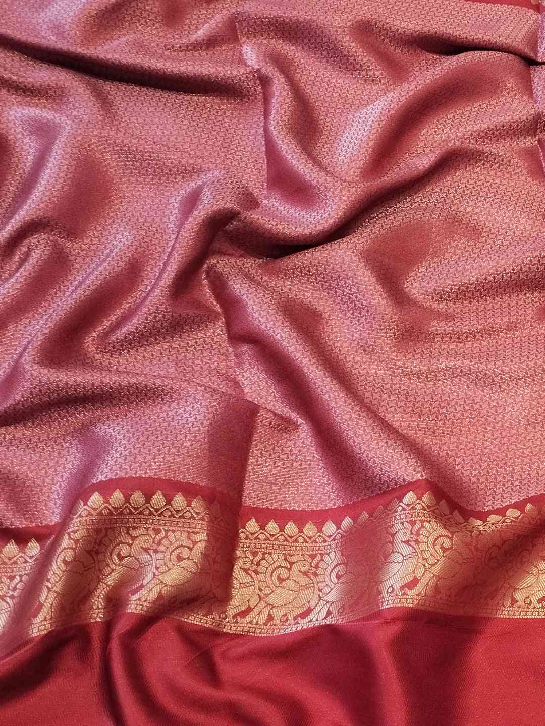 Pista Colour Double Border Chex Weaving Banarasi Soft Silk Saree by My Store