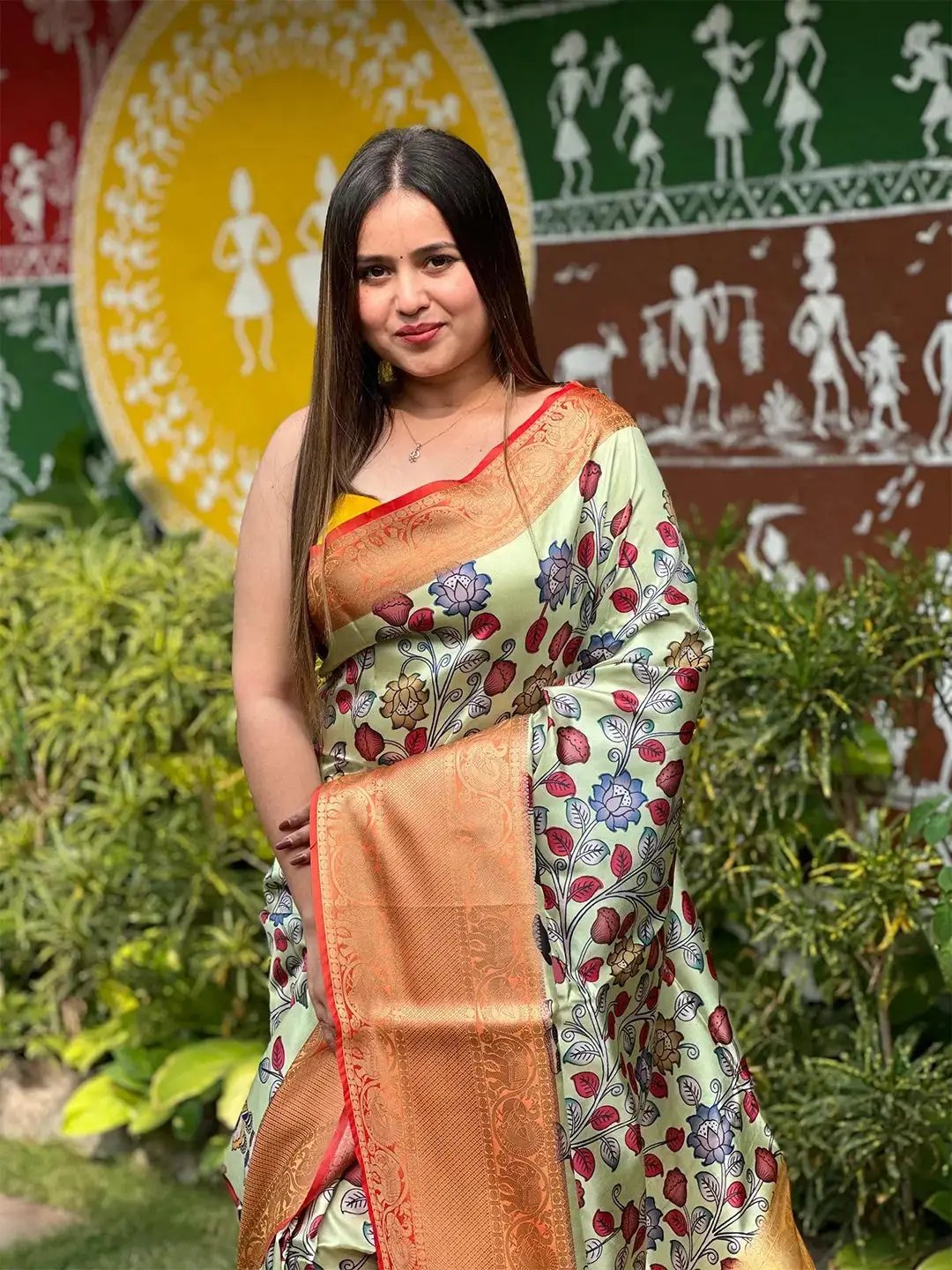 Soft Silk Kalamkari Digital Print Saree by My Store
