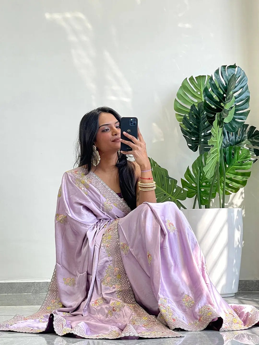 Silk Embroidered Saree With Multy Zari And Thred Work Border by My Store