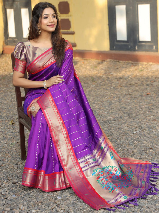Soft Silk Yeola Paithani Saree with Zari Weaving - Luxe by My Store