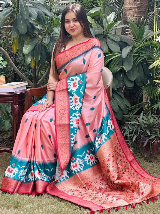 Banarasi Soft Silk Adorns With Zari Patola Pallu Saree