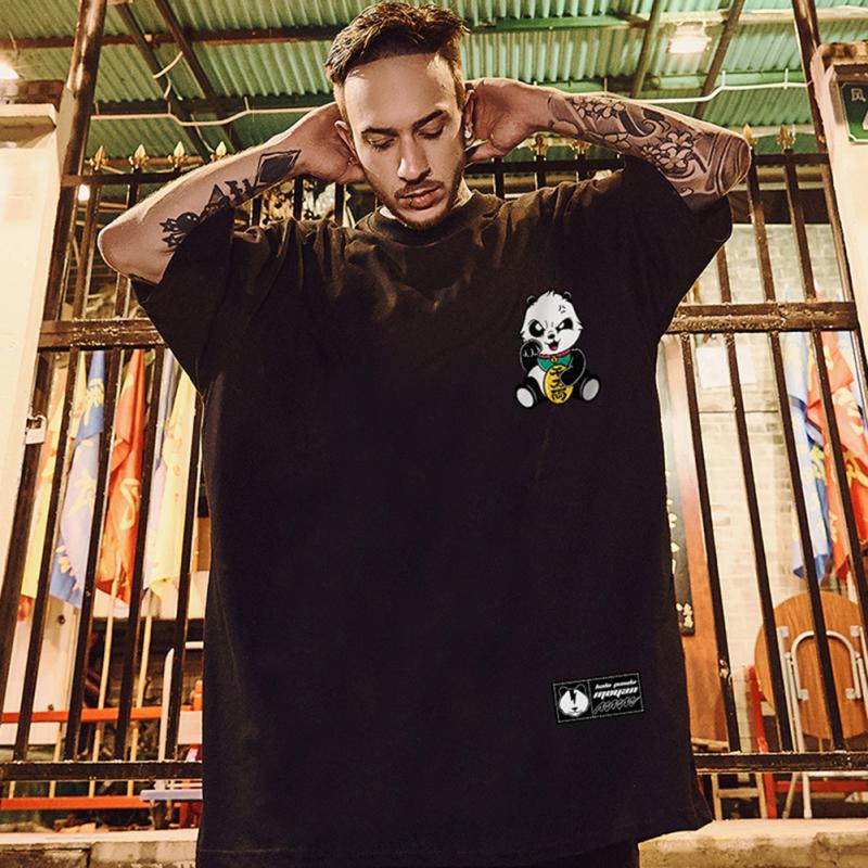 Oversized T shirt Cotton black t shirt - GreenPanda