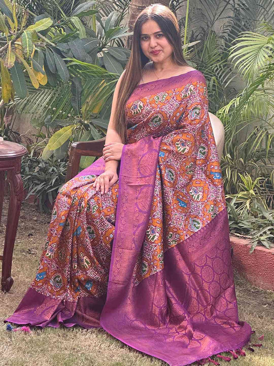 Honey Yellow Colour Dola Silk Saree With Gold And Silver Zari Work by My Store