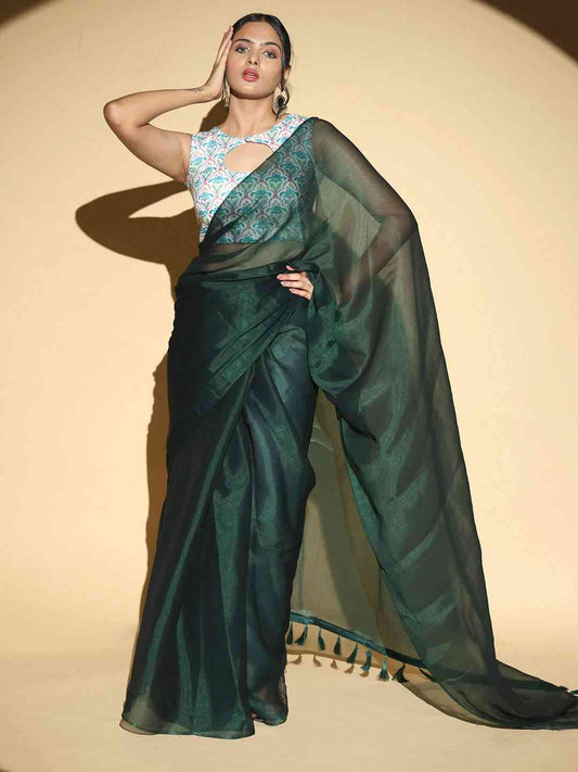 Chiffon Dual Tone Party Wear Design Saree by My Store